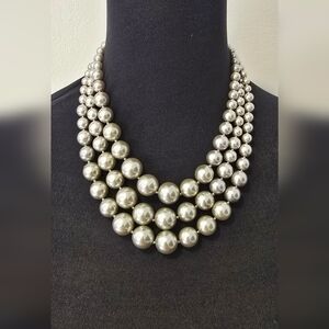 NWT CHARTER CLUB 3 Starnd Pearl Tower Statement Necklace